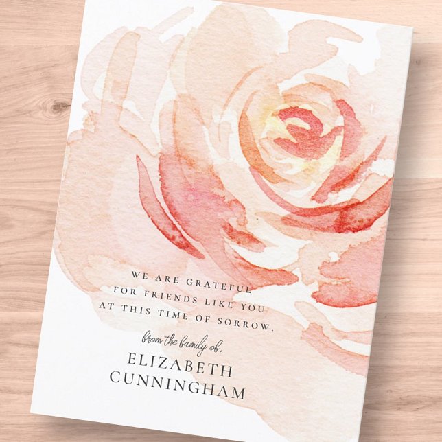 Carte Postale Rose Fleur Aquarelle Élégante Chic (Créateur téléchargé)