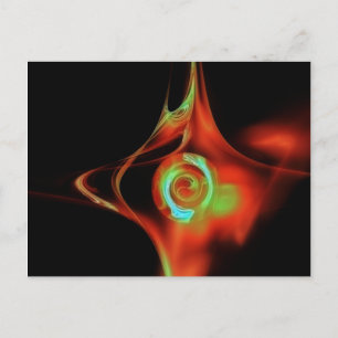 Carte Postale ROSE FRACTAL, bleu vert rouge