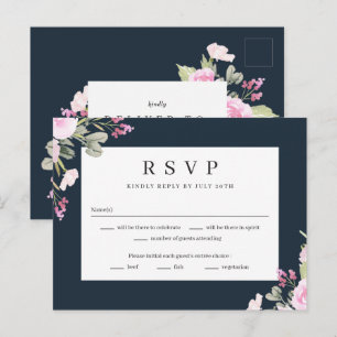 Carte Postale Rose Garden Floral Wedal RSVP Reply Card