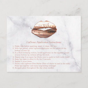 Carte Postale Rose Gold 3D Lips Marbre maquillage Conseils d'ins
