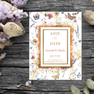 Carte Postale Rose Gold Butterfly Garden Enregistrer La Date Car