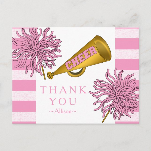 Carte Postale Rose | Gold Cheer Pom-pom girl Fille fête d'annive (Devant)