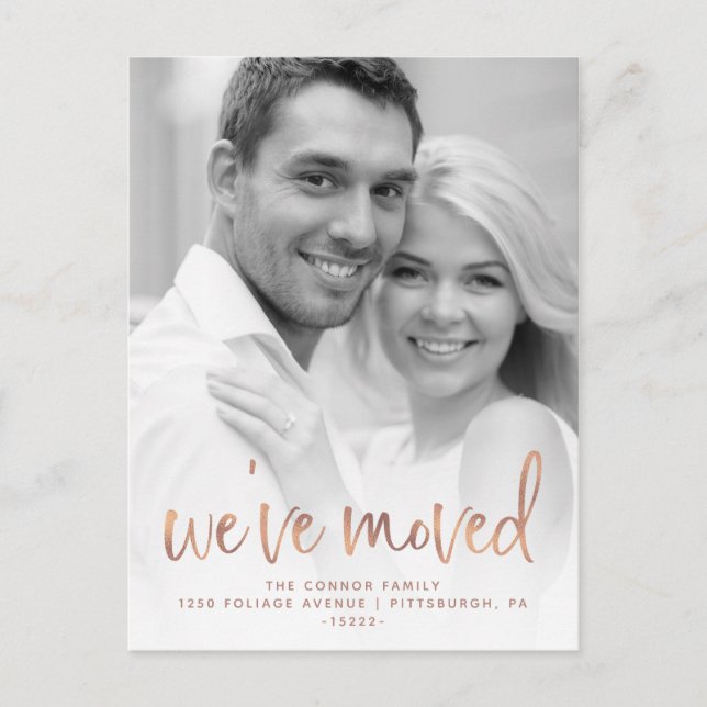 Carte Postale Rose Gold Décontracté Script photo Moving Faire-pa (Devant)
