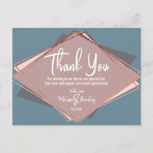 Carte Postale Rose Gold Dusty Blue Mauve Merci géométrique