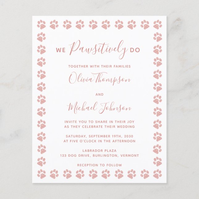Carte postale rose Gold Empreintes de pattes Budge (Devant)