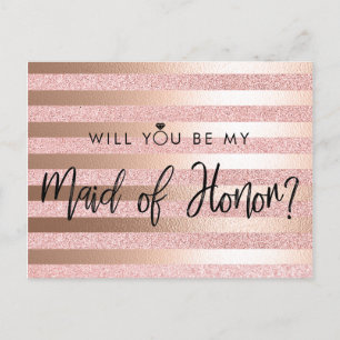 Carte Postale Rose Gold Foil et Parties scintillant Maid of Hono