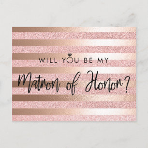 Carte Postale Rose Gold Foil & Parties scintillant Matron d'honn
