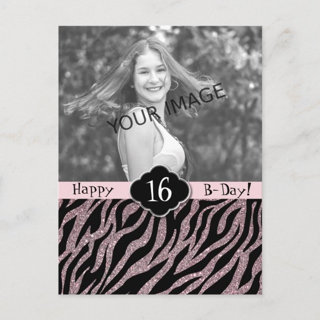 Carte Postale Rose Gold Girly Rose Sweet 16 Adolescent Girl B-Da (Devant)