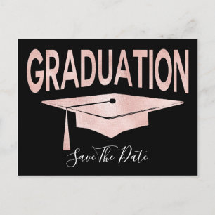 Carte Postale Rose Gold Graduation Cap Enregistrer La Date