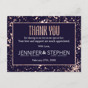 Carte Postale Rose Gold Marine Blue Paint Splateaux Merci