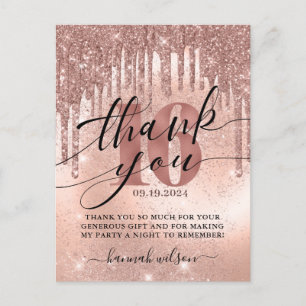 Carte postale Rose Gold Merci 16e anniversaire