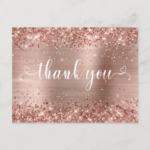 Carte Postale Rose Gold Pailleté Cœur Merci Sweet 16