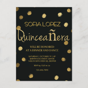 Carte Postale Rose Gold Pailleté Élégant Quinceañera 