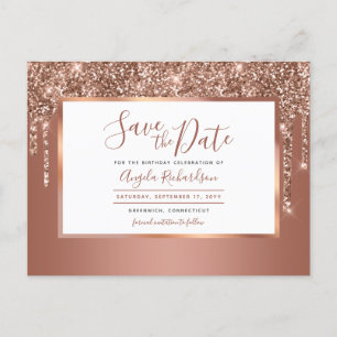 Carte Postale Rose Gold Sparkle Parties scintillant Drips Enregi