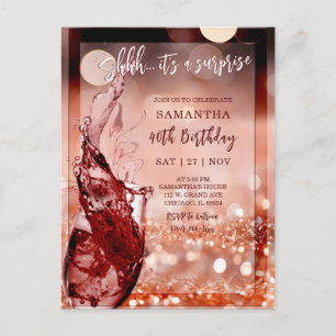 Carte Postale Rose Gold Surprise fête d'anniversaire