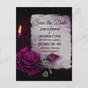 Carte Postale Rose gothique, bougie et emplacement Enregistrer l