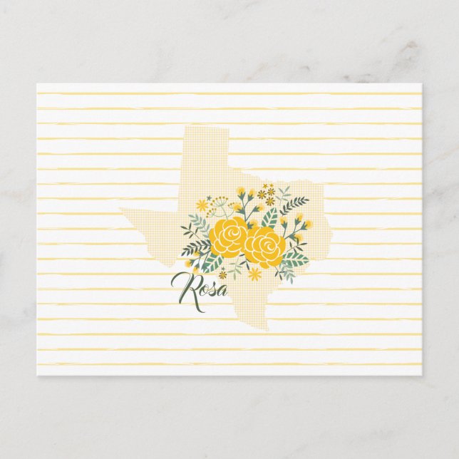 Carte Postale Rose jaune du Texas - En vichy Etat avec Rose (Devant)