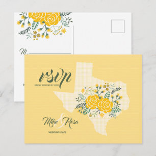 Carte Postale Rose jaune du Texas - En vichy mariage d'état RSVP