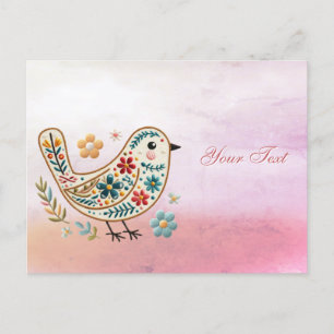 Carte postale rose Little Bird Floral