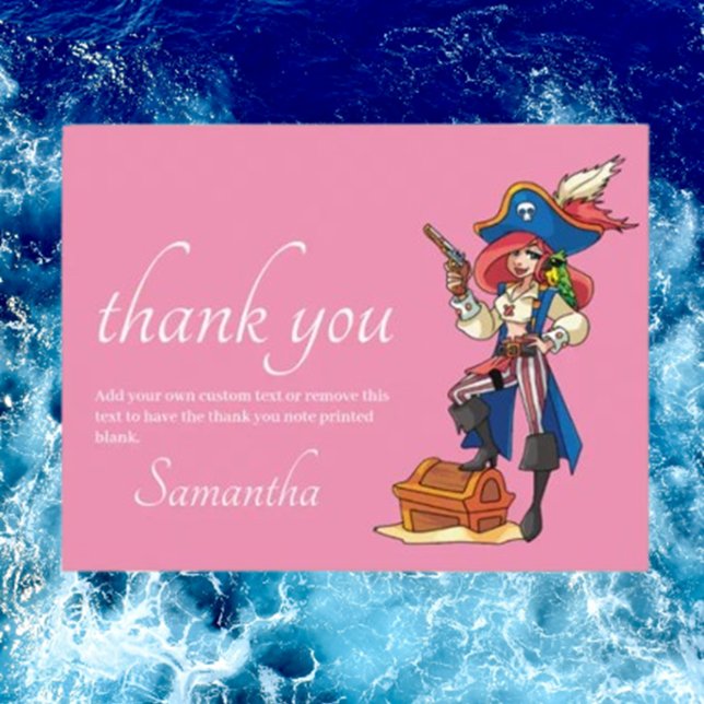 Carte postale rose Merci pirate (Any celebration where a little adventure is in order, these thank you cards will be a huge hit.)