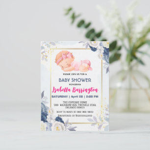 Carte Postale Rose mignonne bébé fille Rose fleurs baby shower e