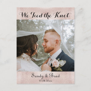 Carte Postale Rose moderne Gold Mariage photo faire-part