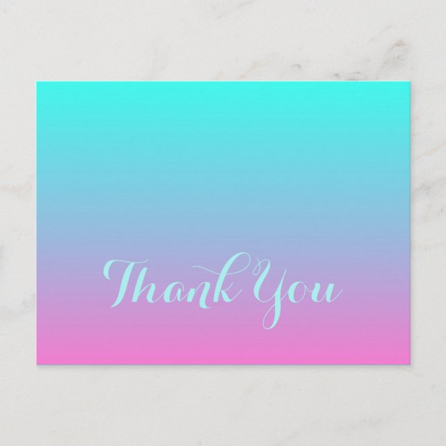 Carte Postale rose moderne turquoise ombre mariage (Devant)