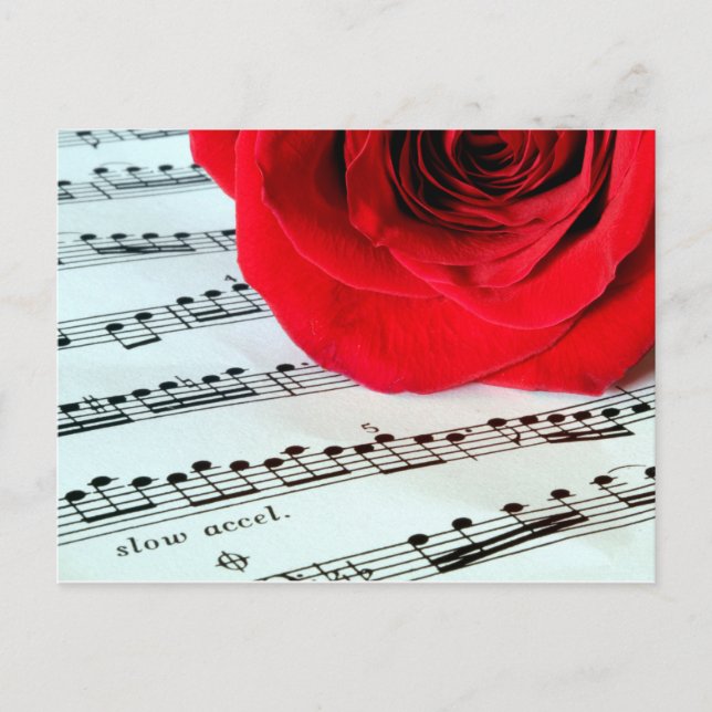Carte Postale Rose & Musique - Amoureux de la musique (Devant)
