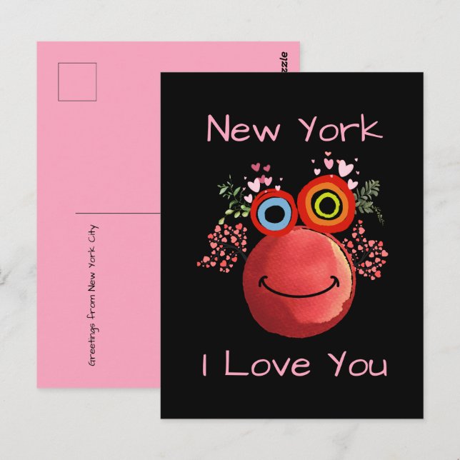 Carte Postale ROSE New York City JE T'AIME (Devant / Derrière)