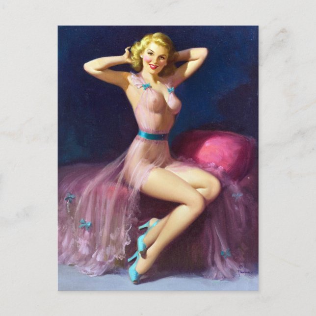 Carte Postale Rose Nighty Pin Up (Devant)