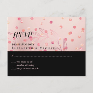 Carte Postale Rose or rose Parties scintillant noire Foil Look M