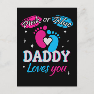 Carte Postale Rose ou Bleu, papa t'aime