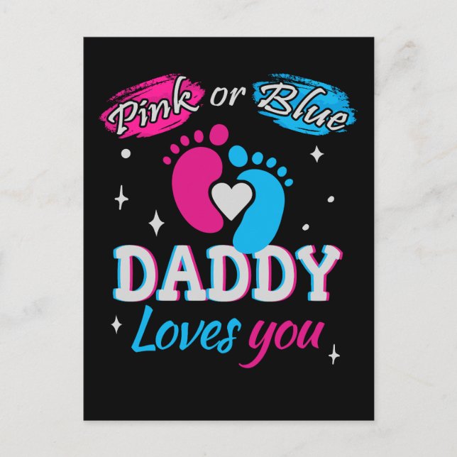 Carte Postale Rose ou Bleu, papa t'aime (Devant)