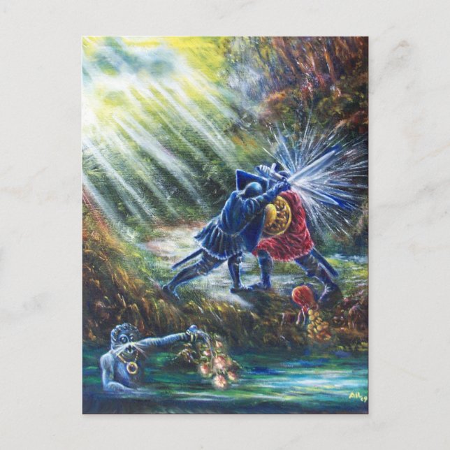 Carte Postale ROSE OUBLIÉ combattant les chevaliers, l'argent et (Devant)