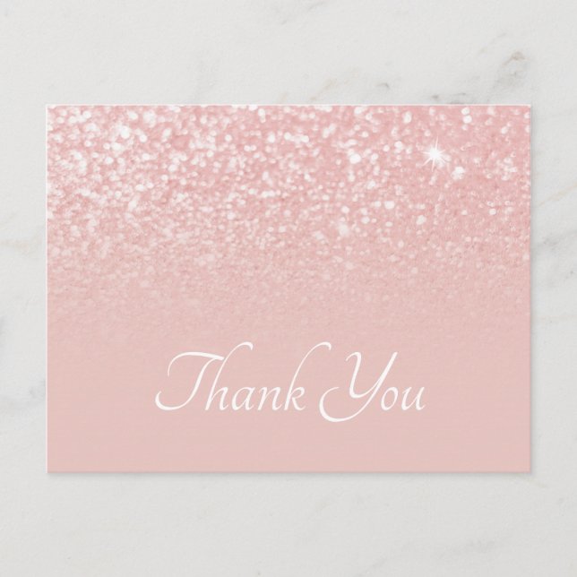 Carte Postale Rose Pailleté Ombré Merci (Devant)