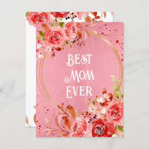 Carte Postale Rose Peony Meilleure Maman Jamais Cadre Floral