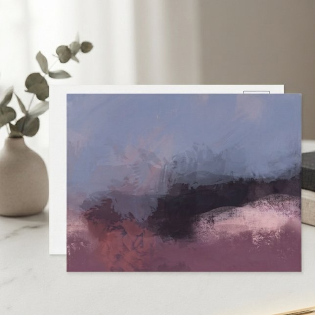 Carte Postale Rose Poussiéreuse Chic Décor de Galerie Abstraite (Muted dusty rose abstract art postcard for interior styling and creative notes.)