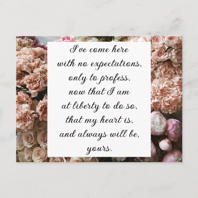 Carte Postale Rose Romantique Floral Jane Austen Citation d'Amou (Devant)