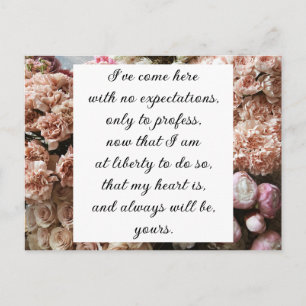 Carte Postale Rose Romantique Florale Citation d'Amour de Jane A