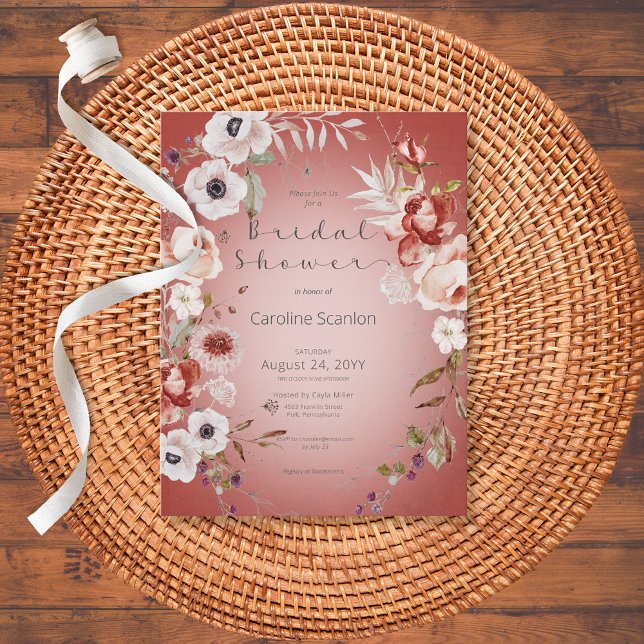 Carte Postale Rose romantique Rose Floral Douche nuptiale Invita (Créateur téléchargé)