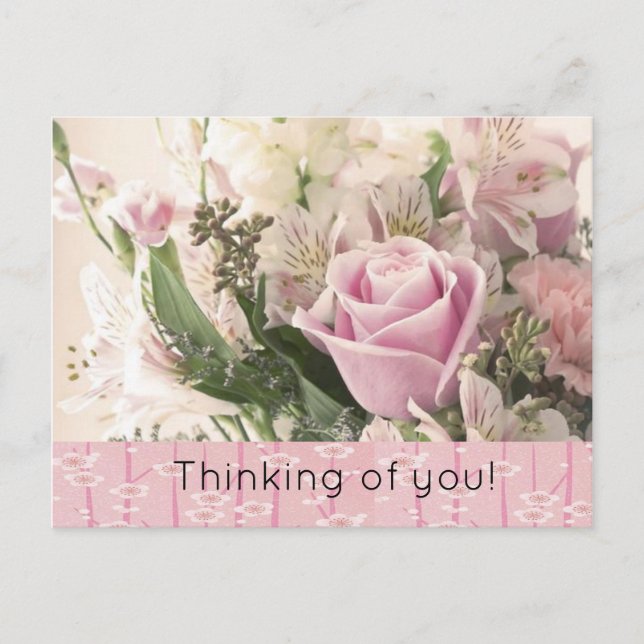 Carte postale Rose Rose Floral Penser de vous (Devant)