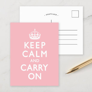 Carte Postale Rose rose Gardez le calme et continuer