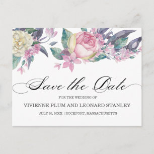 Carte Postale Rose Rose Rose Rose Rose Floral Enregistrer la dat