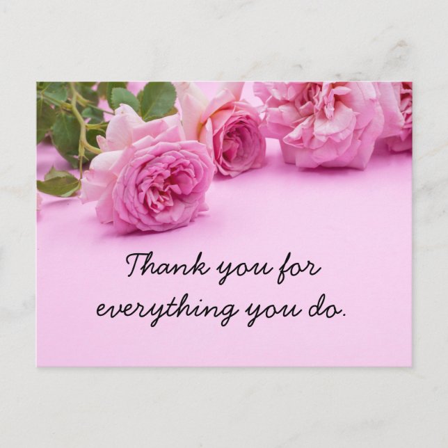 Carte Postale Rose rose sont sur rose arrière - plan merci (Devant)