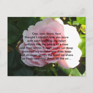 Carte Postale Rose rose tendre avec vers romantique
