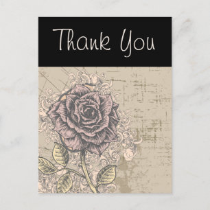 Carte Postale Rose rose Vintage Grunge Floral
