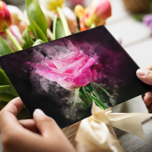 Carte Postale Rose roseau aquarelle sur fond noir