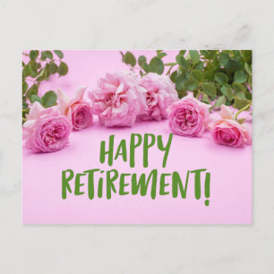Carte Postale Rose roses Bonne retraite sur arrière - plan rose