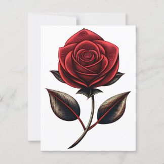 Carte Postale rose rouge