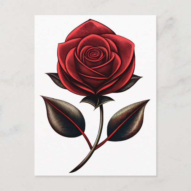 Carte Postale rose rouge (Devant)